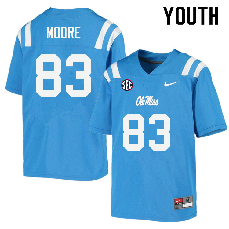 Youth #83 Jacobi Moore Ole Miss Rebels College Football Jerseys Sale-Power Blue